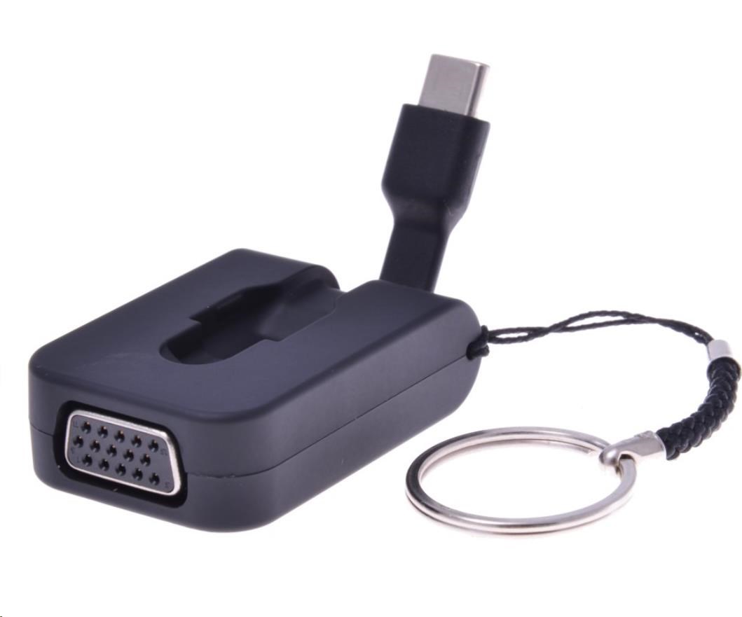 Adaptér PREMIUMCORD USB 3.1 samec typu C na samicu VGA,  navíjací kábel a krúžok na kľúče0 