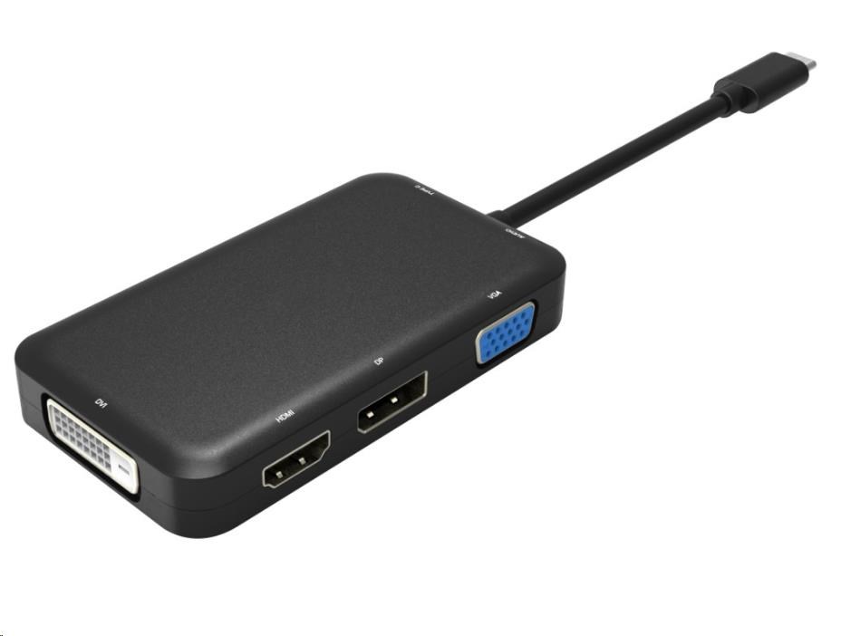 Prevodník PREMIUMCORD USB3.1 typ C na HDMI + DVI + VGA + DisplayPort + nabíjanie PD0 