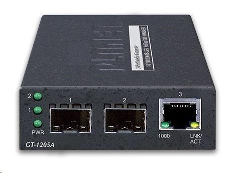 Planet GT-1205A Konvertor,  1x 10/ 100/ 1000Base-T RJ-45,  2x 100/ 1000Base-X SFP1 