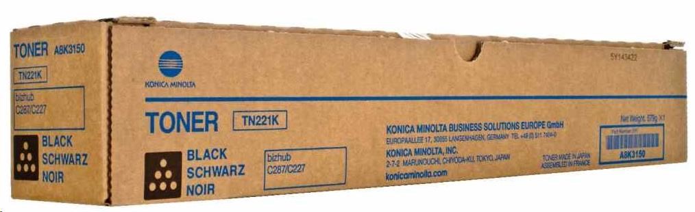 Toner Minolta TN-221K,  čierny pre bizhub C227,  C287 (24k)0 