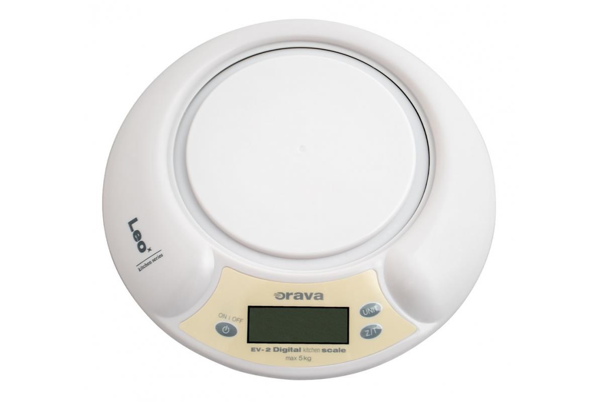 Orava EV-2 digitální kuchyňská váha, LCD displej, přesnost 1 g, s miskou, automatické vypnutí3 