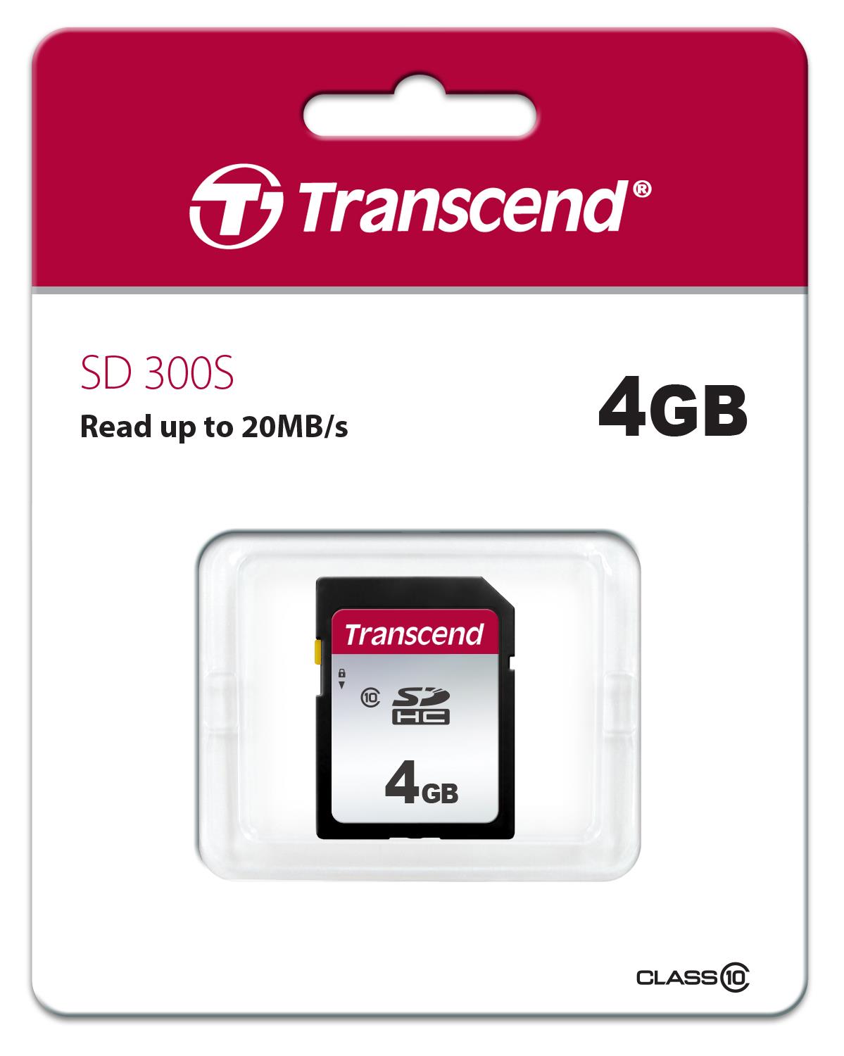 Karta TRANSCEND SDHC 4GB 300S, trieda 10 (R:20/W:10 MB/s)0 