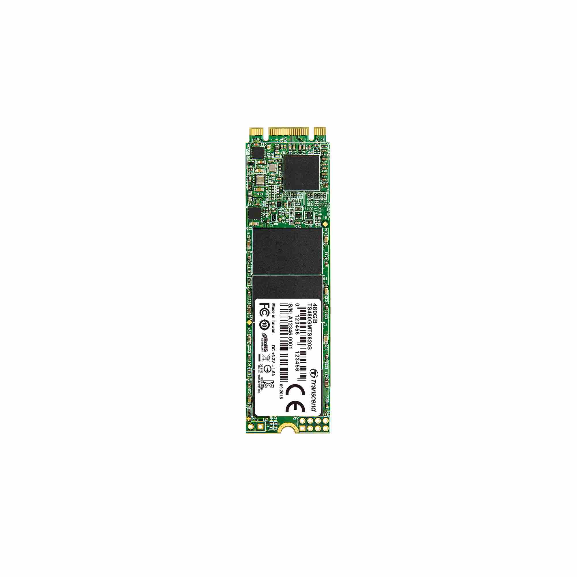 TRANSCEND SSD MTS820 480GB,  M.2 2280,  SATA III 6 Gb/ s,  TLC0 