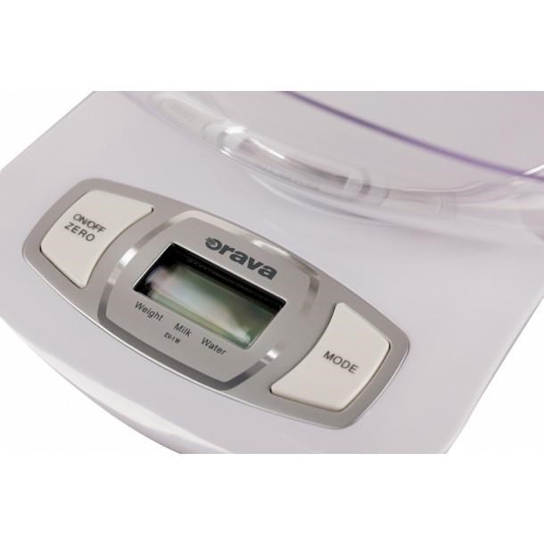 ORAVA EV-1 W digitální kuchyňská váha,  LCD displej,  přesnost 1 g,  automatické vypnutí1 