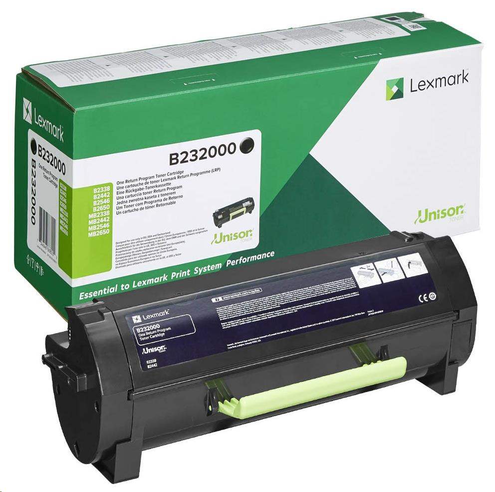 Čierny toner Lexmark pre B2338/ B2442/ B2546/ B2650/  MB2338/ MB2442/ MB2546/ MB2650 z programu Lexmark Return na 3 000 strán0 