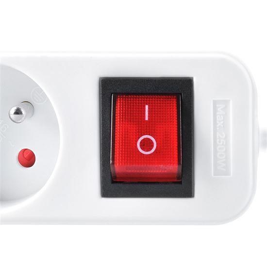 Solight prodlužovací přívod, 6 zásuvek, bílý, vypínač, 1,5m0 