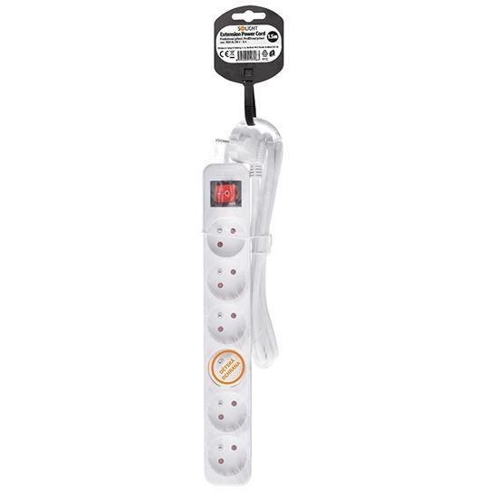 Solight prodlužovací přívod, 6 zásuvek, bílý, vypínač, 1,5m2 