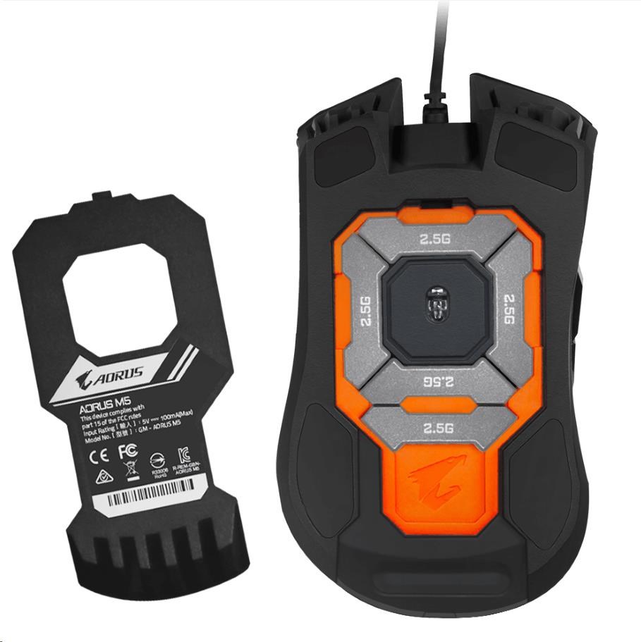 Herná myš GIGABYTE AORUS M5,  USB,  optická,  až 16000 DPI5 