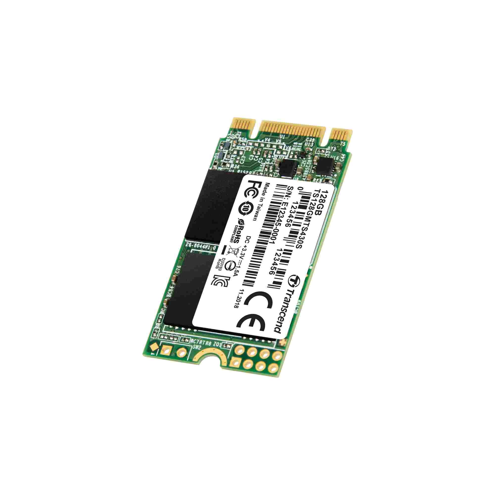 TRANSCEND Industrial SSD MTS430S 128GB,  M.2 2242,  SATA III 6 Gb/ s,  TLC3 