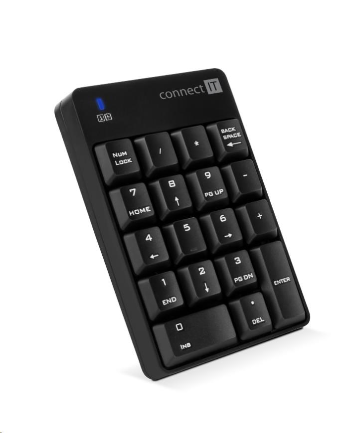 CONNECT IT NumCALC bezdrátová numerická klávesnice,  (+ 1x AAA baterie zdarma),  ČERNÁ0 