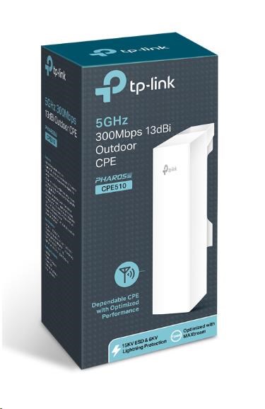 TP-Link CPE510 venkovní CPE (2, 4GHz,  300Mb/ s,  13dBi,  1x100Mb/ s,  1xPoE)1 