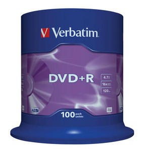 VERBATIM DVD+R(100-balenie)Vreteno/ General Retail/ 16x/ 4.7GB0 