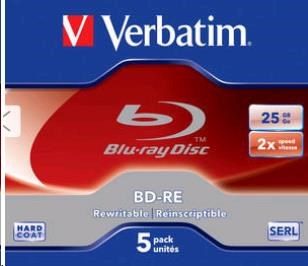 VERBATIM BD-RE(5-pack)Blu-Ray/ Jewel/ 2x/ 25GB1 