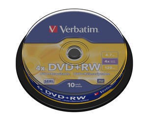 VERBATIM DVD+RW(10-Pack)Spindle4x/ DLP/ 4.7GB0 