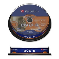 VERBATIM DVD-R(10-Pack)Spindle/ General Retail/ 16x/ 4.7GB1 