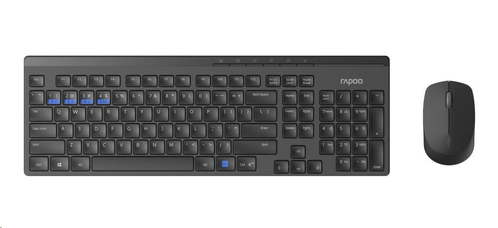 RAPOO set klávesnice a myši 8100M Bezdrôtový viacrežimový set optickej myši a klávesnice čierny CZ/ SK0 