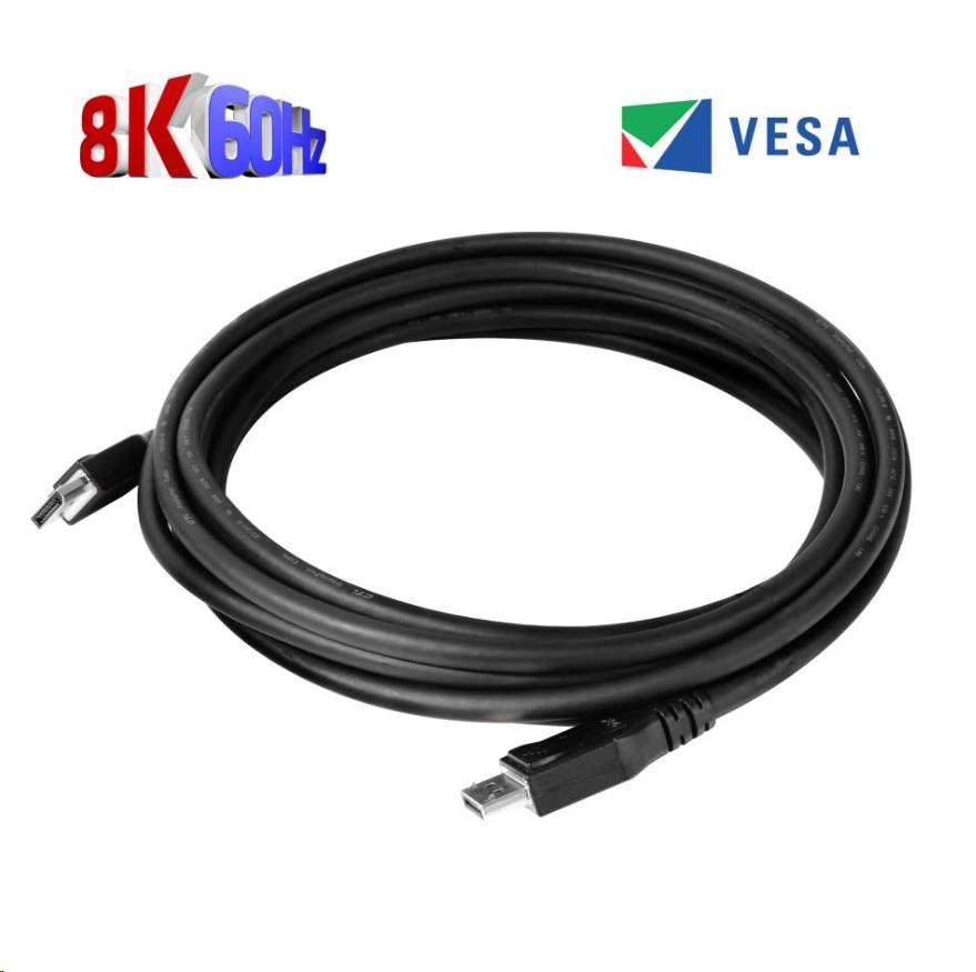 Club3D Kabel certifikovaný DisplayPort 1.4,  HBR3,  8K60Hz (M/ M),  5m,  28 AWG2 