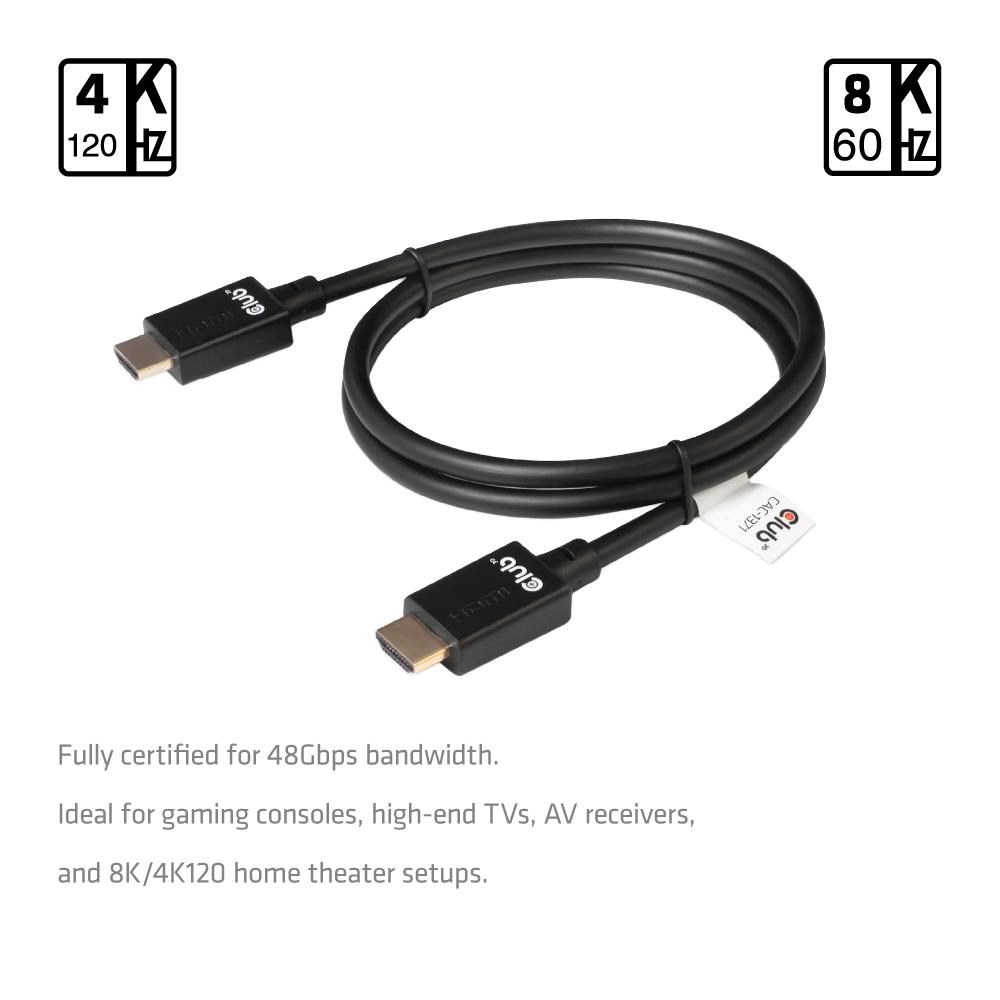 Club3D Kabel Ultra Rychlý HDMI™ Certifikovaný 4K 8K60Hz 48Gbps (M/ M),  1m,  30 AWG3 