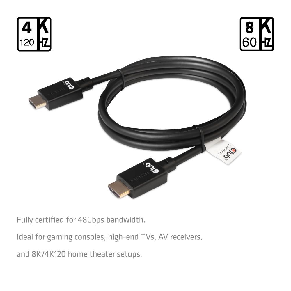 Kábel HDMI Club3D 2.1 Ultra High Speed HDMI™ 4K120Hz,  8K60Hz,  2m3 