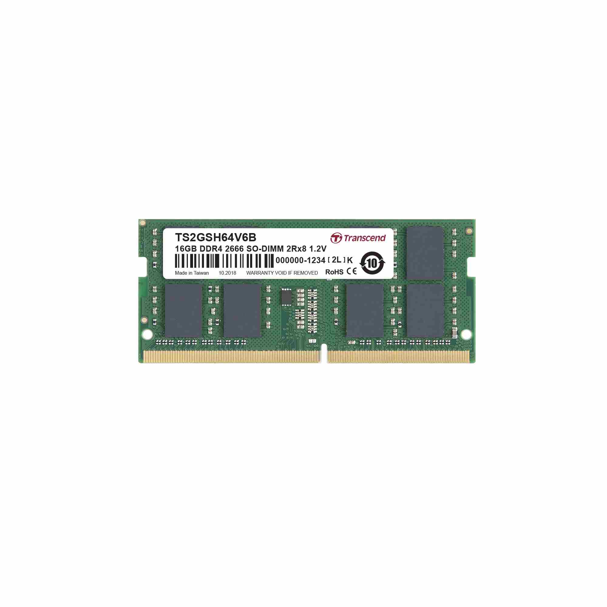 SODIMM DDR4 16GB 2666MHz TRANSCEND 2Rx8 1Gx8 CL19 1.2V0 