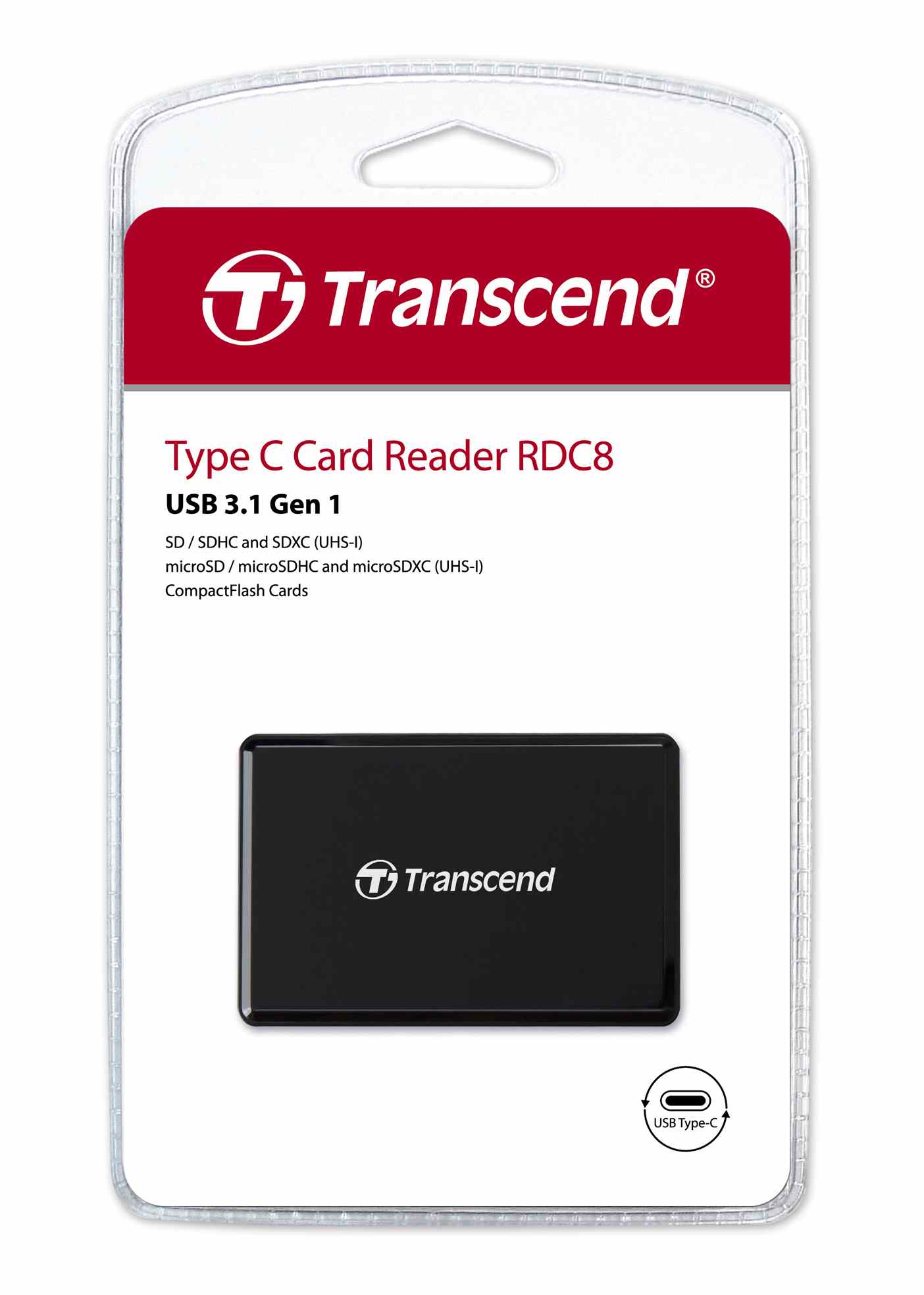 Čítačka kariet TRANSCEND RDC8K2,  USB 3.1 Multifunkčná čítačka kariet Gen1 All-in-1,  typ C4 