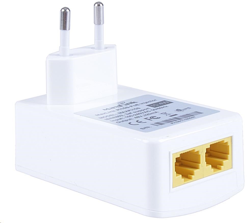 MaxLink PI15S aktívny gigabitový injektor PoE, 802.3af, 15W (48V, 0.32A)4 