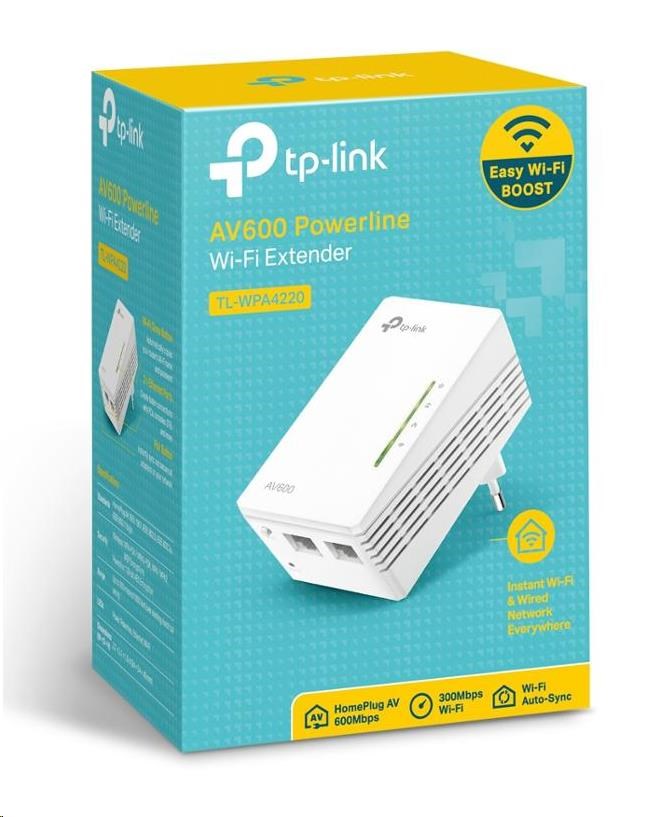 TP-Link TL-WPA4220 WiFi4 powerline adaptér repeater (N300,  AV600, 2x100Mb/ s, HomePlug AV2)5 
