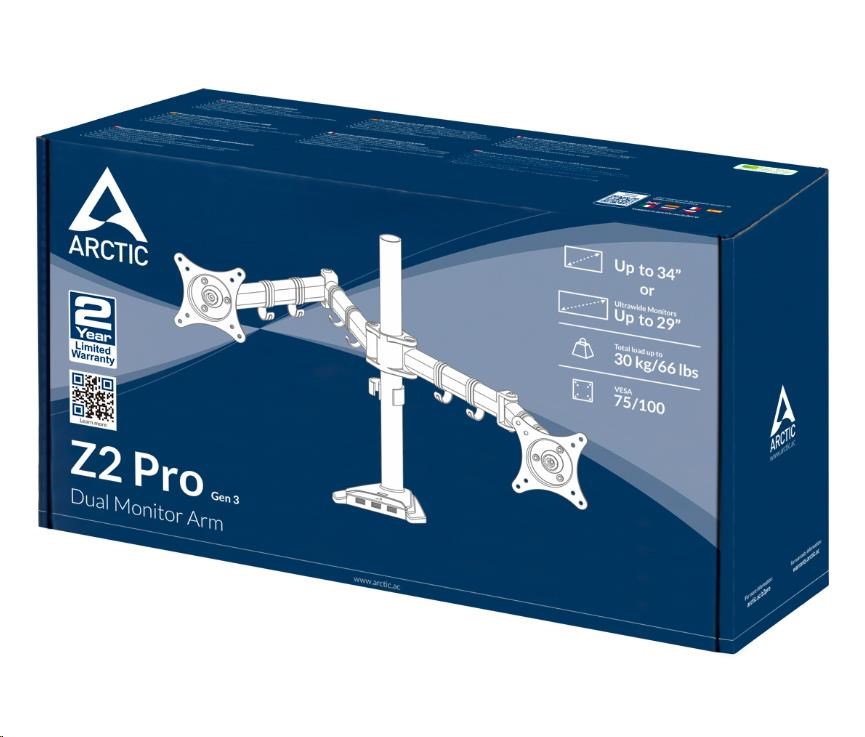 Stolný držiak ARCTIC Z2 Pro (Gen3) pre 2x LCD do 34
