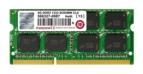 SODIMM DDR3 4GB 1333MHz TRANSCEND JetRam™,  256Mx8 CL90 