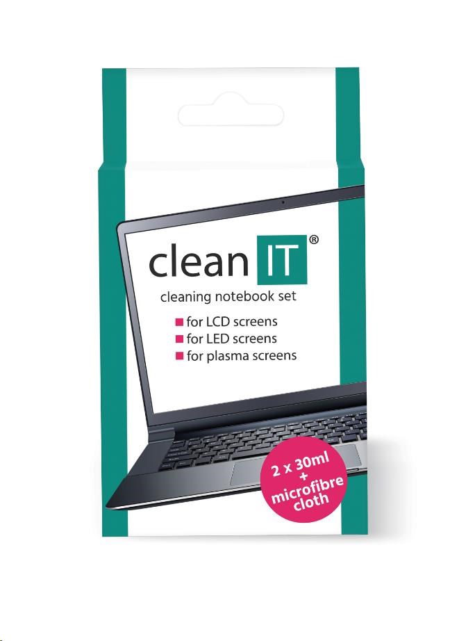 CLEAN IT Čistiaci roztok na notebooky s utierkou,  2x30 ml0 