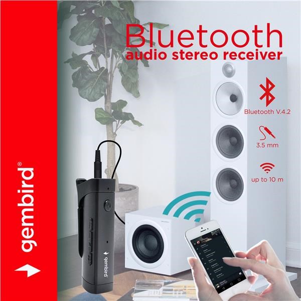 GEMBIRD USB Bluetooth adaptér v4.2,  stereo audio prijímač,  čierny1 