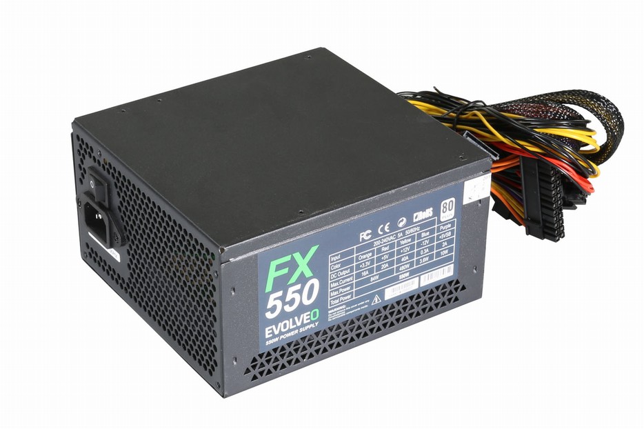 EVOLVEO FX 550 , napájací zdroj 550W ATX, 14cm, tichý, 80+, bulk3 