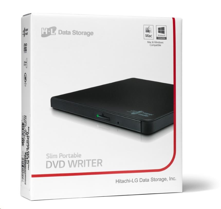 HITACHI LG - externá mechanika DVD-W/ CD-RW/ DVD±R/ ±RW/ RAM GP57EB40,  Slim,  čierna,  box+SW2 