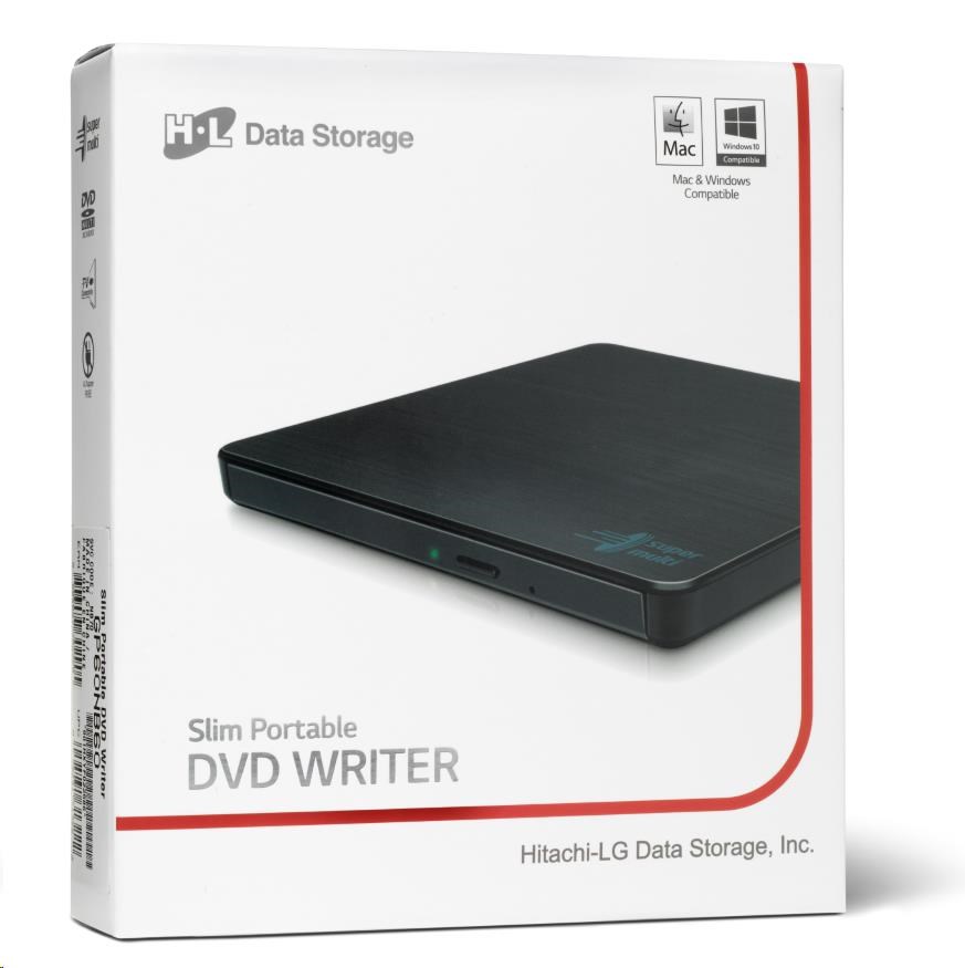 HITACHI LG - externá mechanika DVD-W/CD-RW/DVD±R/±RW/RAM GP60NB60, Slim, čierna, box+SW6 