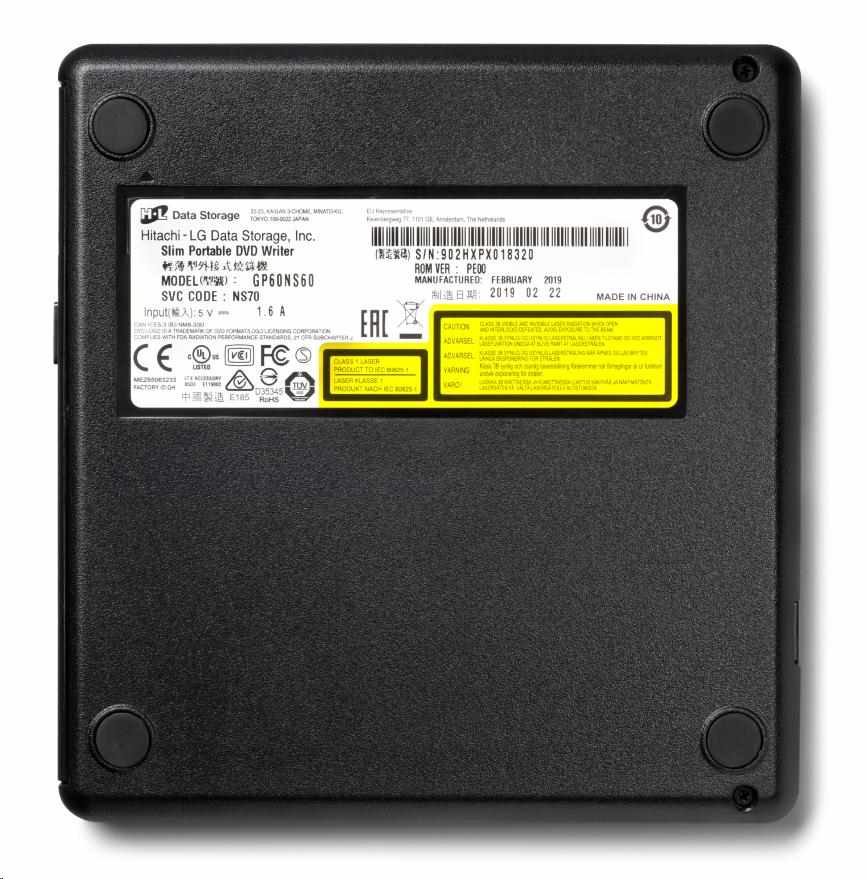 HITACHI LG - externá mechanika DVD-W/ CD-RW/ DVD±R/ ±RW/ RAM GP60NS60,  Slim,  Silver,  box+SW3 