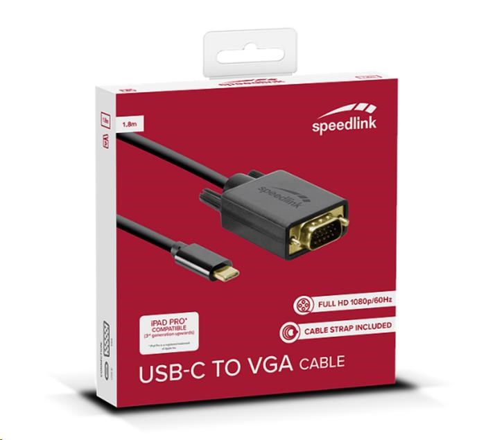 Kábel SPEED LINK USB-C na VGA,  1.8 m HQ1 