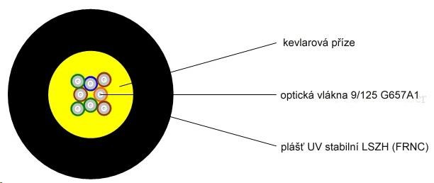 Optický kabel LEXI-Net DROP FTTx,  8x 9/ 125 SM,  G.657A1,  LS0H,  černý,  cívka 1km1 