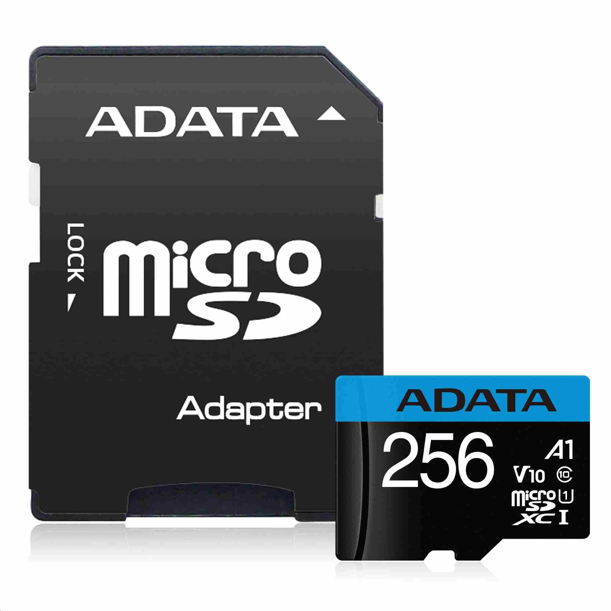 Karta ADATA MicroSDHC 256GB UHS-I Class 10,  Premier + adaptér1 