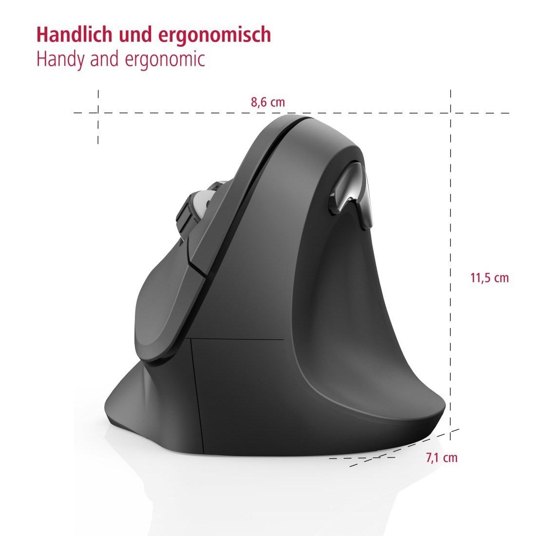 Vertikálna ergonomická bezdrôtová myš Hama EMW-500,  6 tlačidiel,  čierna6 
