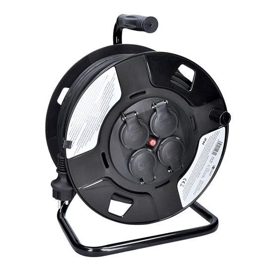 Solight prodlužovací přívod na bubnu,  4 zásuvky,  venkovní,  50m gumový kabel,  3x 1, 5mm2,  IP440 