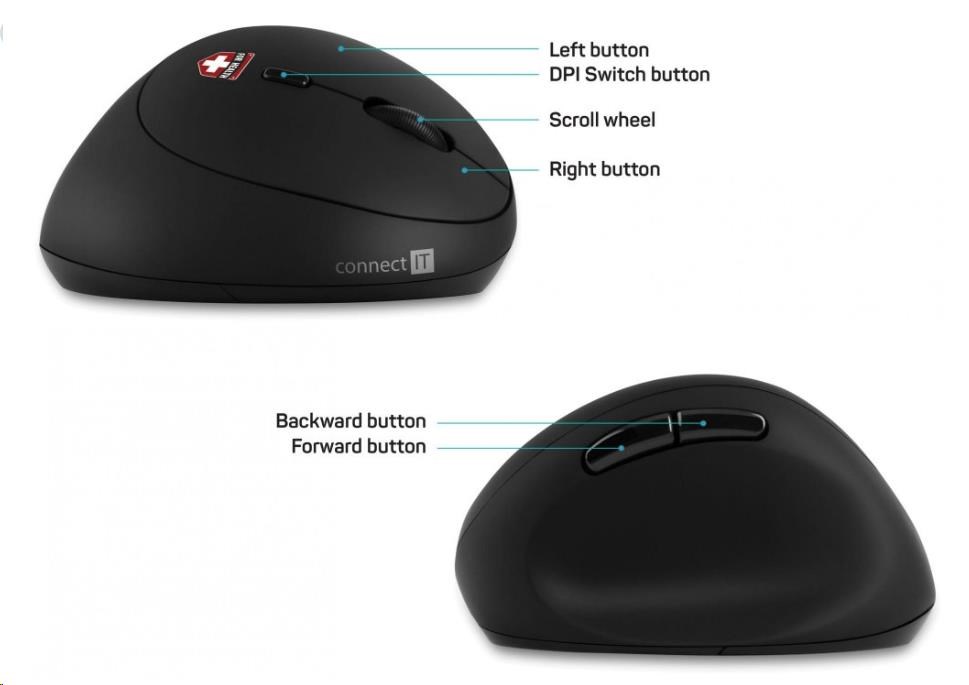 CONNECT IT FOR HEALTH LADIES ergonomická vertikálna myš,  bezdrôtová4 