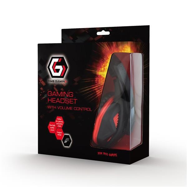 GEMBIRD sluchátka s mikrofonem GHS-03,  gaming,  černo-červená6 
