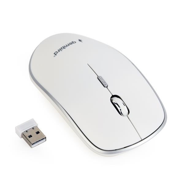 Myš GEMBIRD MUSW-4B-01,  biela,  bezdrôtová,  USB nano prijímač1 