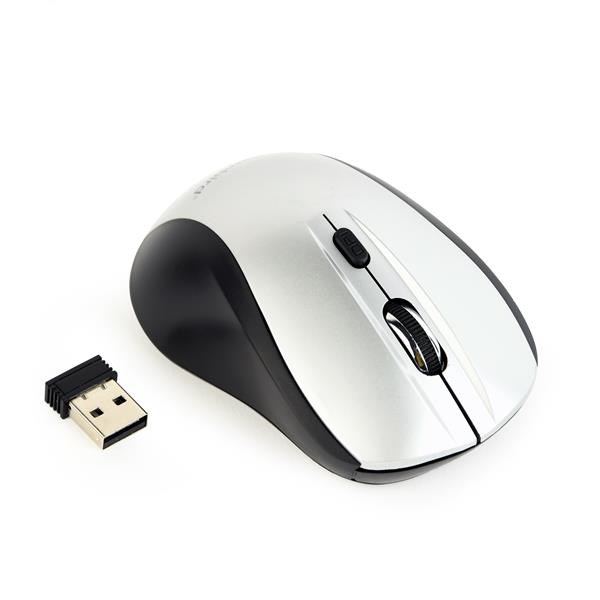 Myš GEMBIRD MUSW-4B-02-BS,  čierno-strieborná,  bezdrôtová,  USB nano prijímač1 