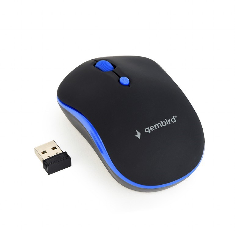 Myš GEMBIRD MUSW-4B-03-B,  čierno-modrá,  bezdrôtová,  USB nano prijímač0 