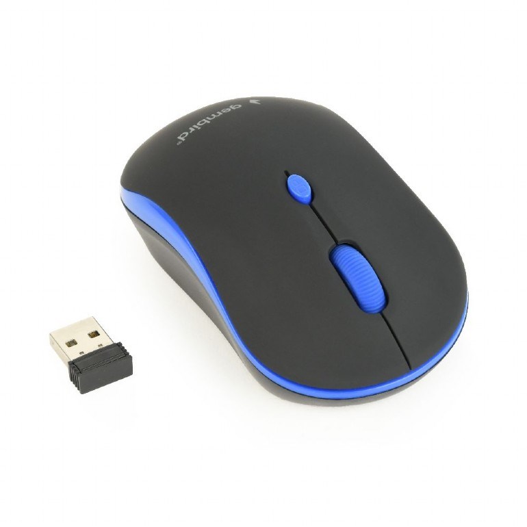 Myš GEMBIRD MUSW-4B-03-B,  čierno-modrá,  bezdrôtová,  USB nano prijímač1 