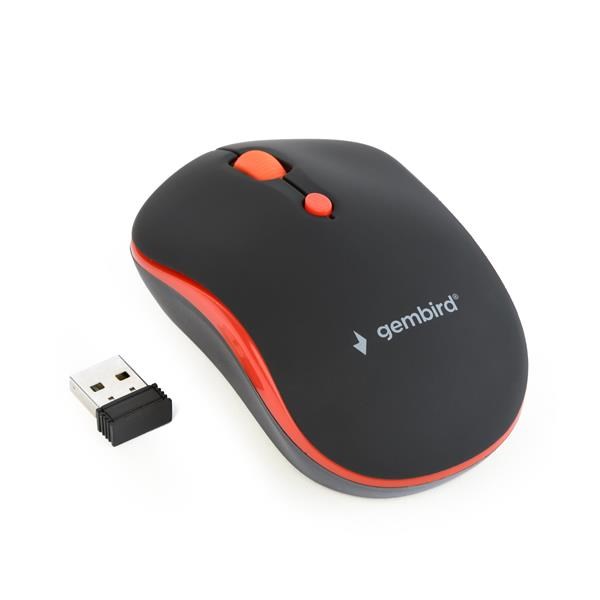 Gembird MUSW-4B-03-R/ Cestovná/ Optická/ 1 600 DPI/ Bezdrôtová USB/ Čierna-červená1 