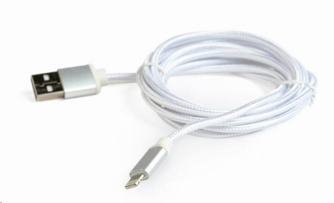 GEMBIRD CABLEXPERT USB 2.0 Nabíjací a synchronizačný kábel Lightning (IP5 a vyšší),  opletený,  1, 8 m,  strieborný,  lesklý0 