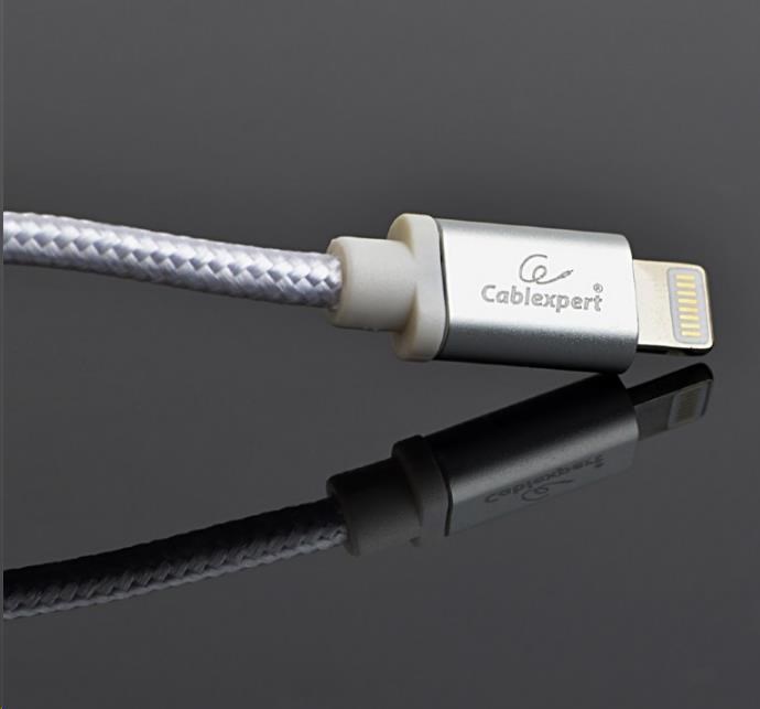 GEMBIRD CABLEXPERT USB 2.0 Nabíjací a synchronizačný kábel Lightning (IP5 a vyšší),  opletený,  1, 8 m,  strieborný,  lesklý1 