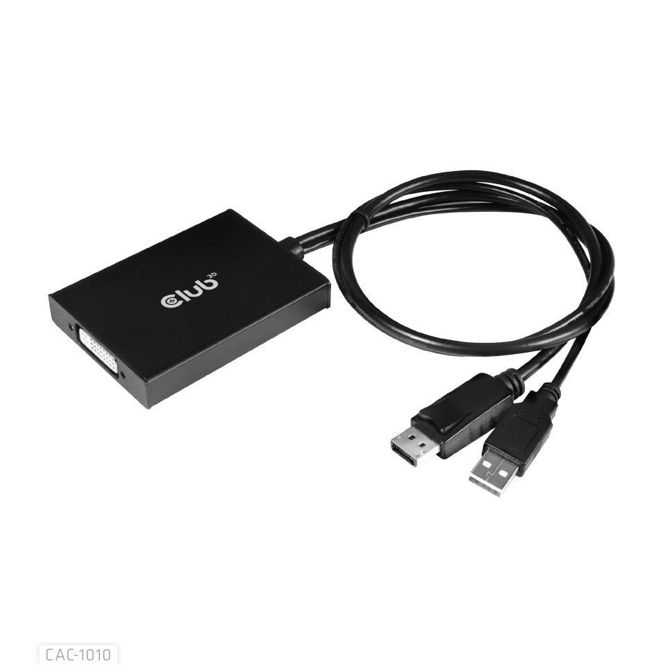 Club3D Aktívny adaptér DisplayPort na Dual Link DVI-D,  napájanie USB,  60 cm,  HDCP ON6 